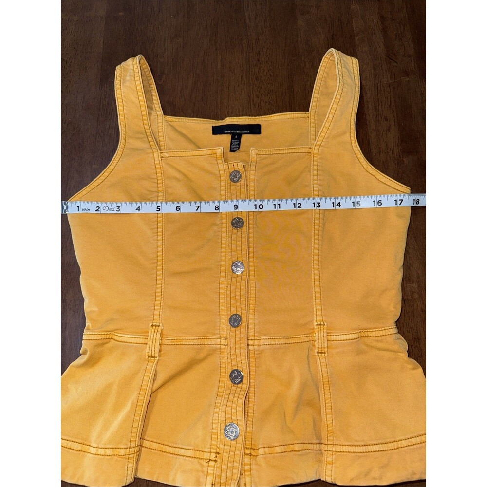 WHBM White House Black Market Yellow Tailored Twill Peplum Vest Tank Top Snaps 6 - Picture 8 of 10
